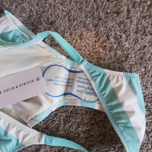 BNWT Solid + Striped Morgan Bikini Bottoms Aqua - Picture 7 of 7